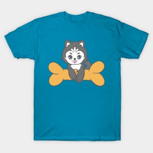 Siberian husky dog over a bone T-Shirt